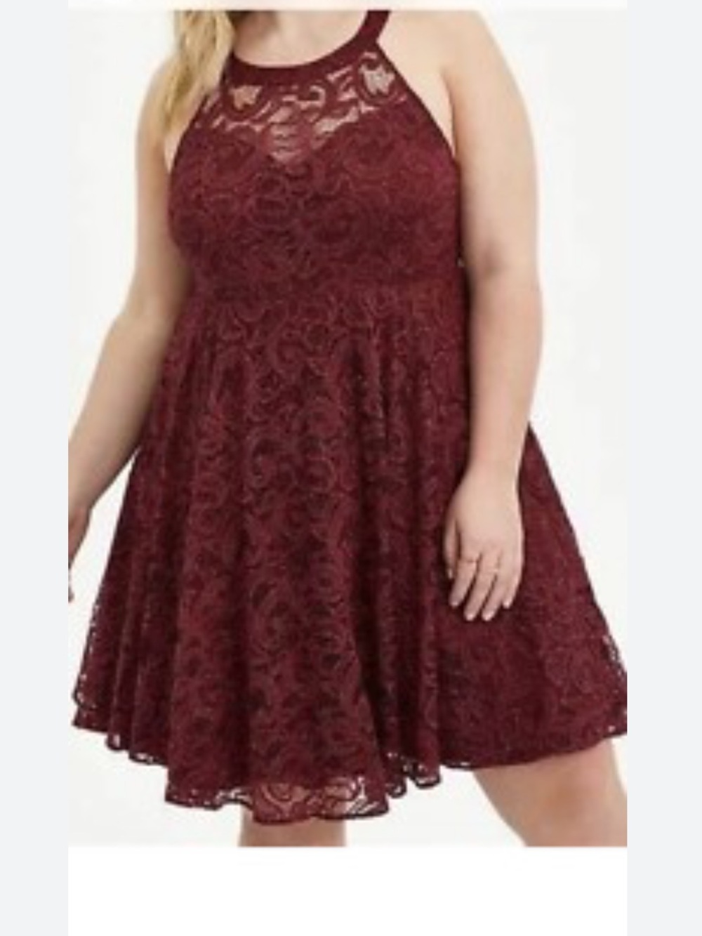 torrid Burgundy Lace Halter Mini Dress wome.ln 24 skater festival Y2K party fall